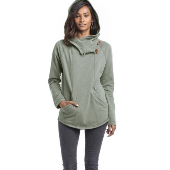 Synergy Organic Clothing Tops - Mendocino Hoodie Pullover in Agave by SYNERGY